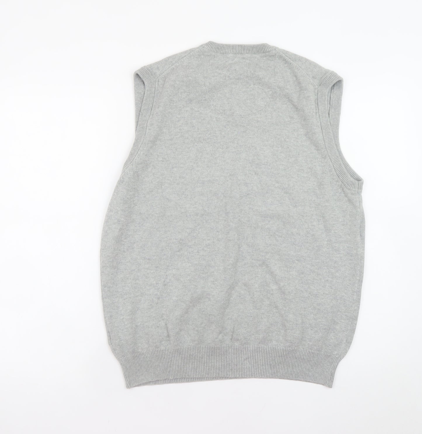 Marks and Spencer Blue Harbour Men's Grey Cotton V-Neck Vest M