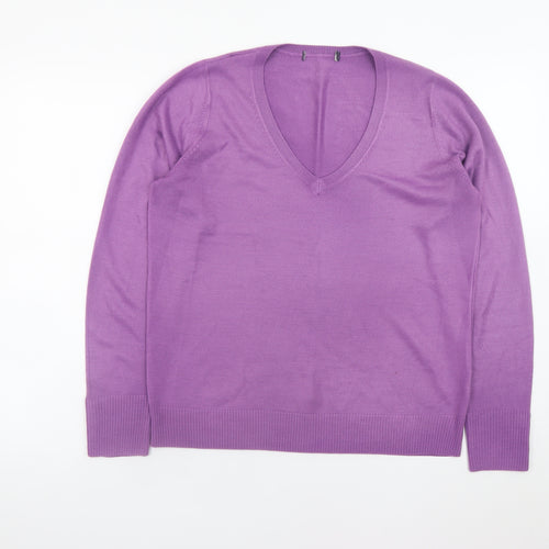 Marks and Spencer Men’s Purple V-Neck Classic Knit Jumper L