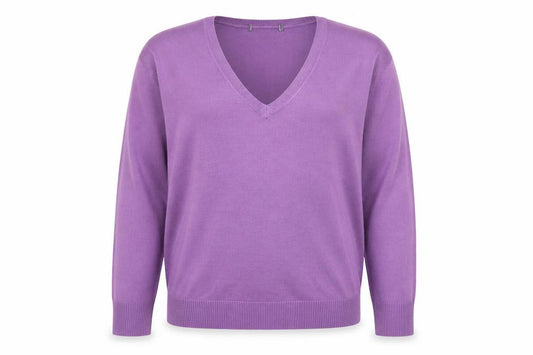 Front view of Marks & Spencer Men’s Purple V-Neck Classic Knit Jumper L