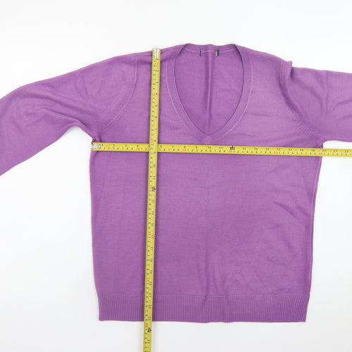 Marks and Spencer Men’s Purple V-Neck Classic Knit Jumper L