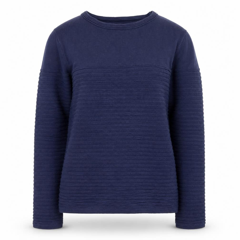 Front view of edc women’s blue xs crew neck knit jumper