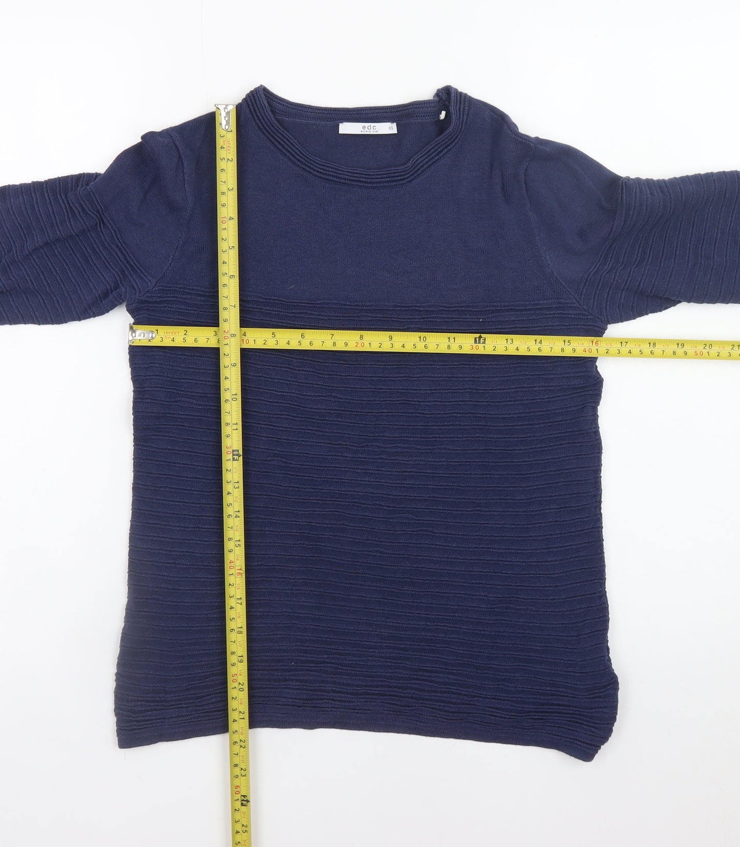 edc Womens Blue XS Crew Neck Knit Pullover Jumper