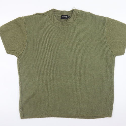 boohooMAN Men's Green XS Short Sleeve Knit Pullover Jumper