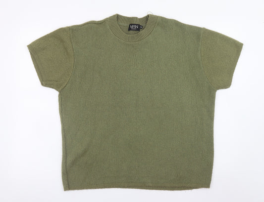 boohooMAN Men's Green XS Short Sleeve Knit Pullover Jumper