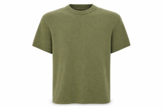 Front view of boohooMAN Men's Green XS Short Sleeve Knit jumper