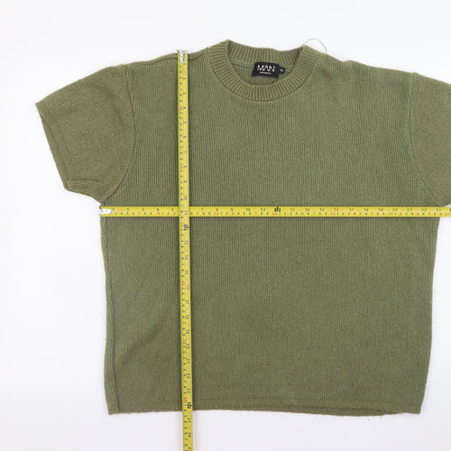 boohooMAN Men's Green XS Short Sleeve Knit Pullover Jumper