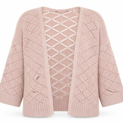 Peacocks Women Pink L Open-Knit Long Sleeve Cardigan