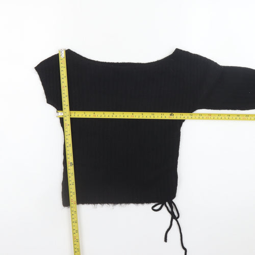 PrettyLittleThing Women’s Black Asymmetrical Knit Pullover Jumper Size S