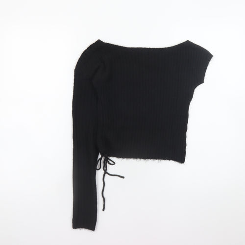 PrettyLittleThing Women’s Black Asymmetrical Knit Pullover Jumper Size S