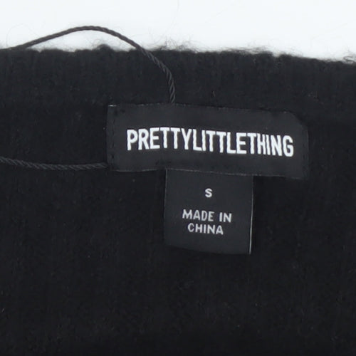 PrettyLittleThing Women’s Black Asymmetrical Knit Pullover Jumper Size S