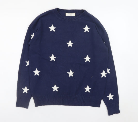Accessorize Women's Blue Star Knit Pullover Jumper XS UK 6
