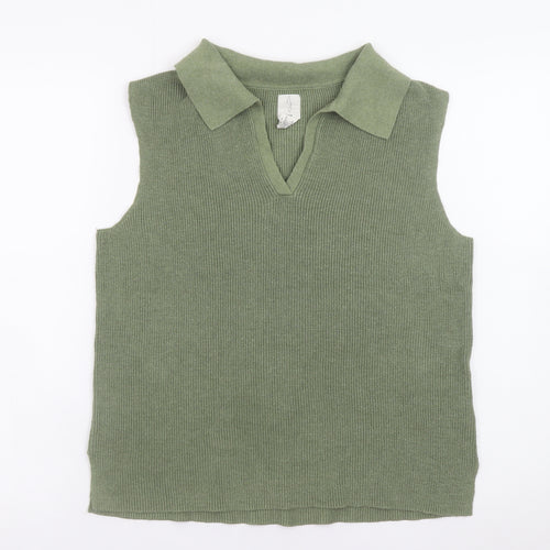 Joie Women's Green Collared Sleeveless Knit Tank Top Size M