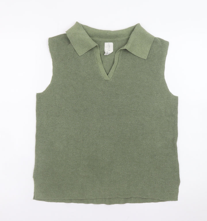 Joie Women's Green Collared Sleeveless Knit Tank Top Size M