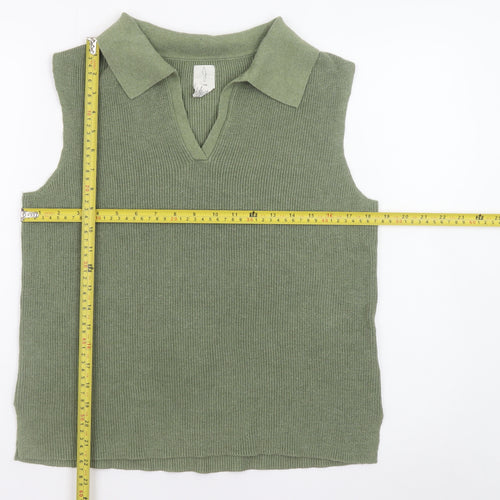 Joie Women's Green Collared Sleeveless Knit Tank Top Size M