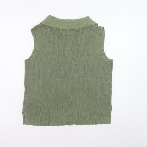 Joie Women's Green Collared Sleeveless Knit Tank Top Size M