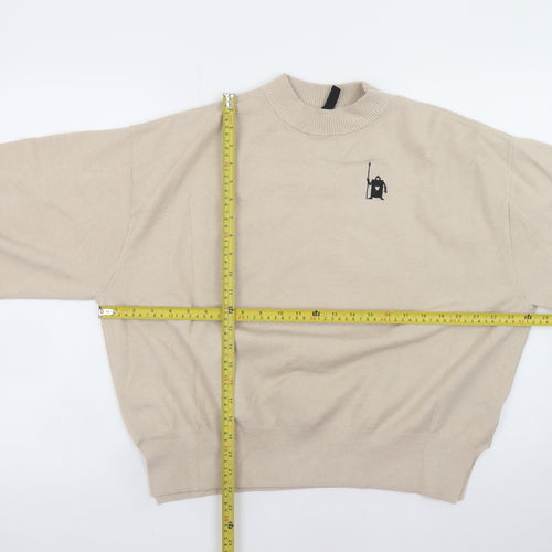 H&M Divided Women Beige Pullover Jumper Small Mock Neck Disney Graphic