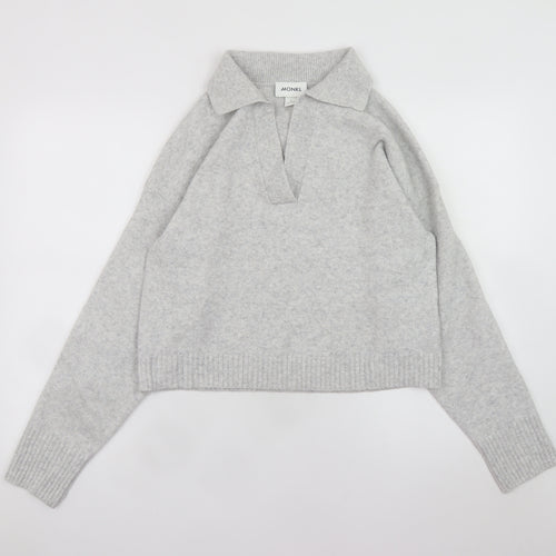 Monki Womens Grey Collared Pullover Jumper Size S