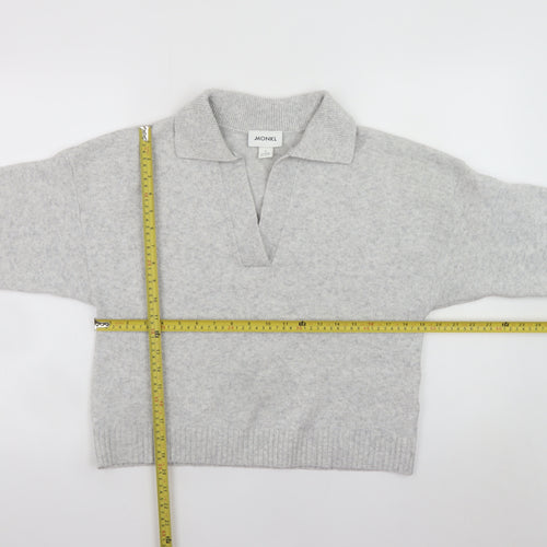 Monki Womens Grey Collared Pullover Jumper Size S
