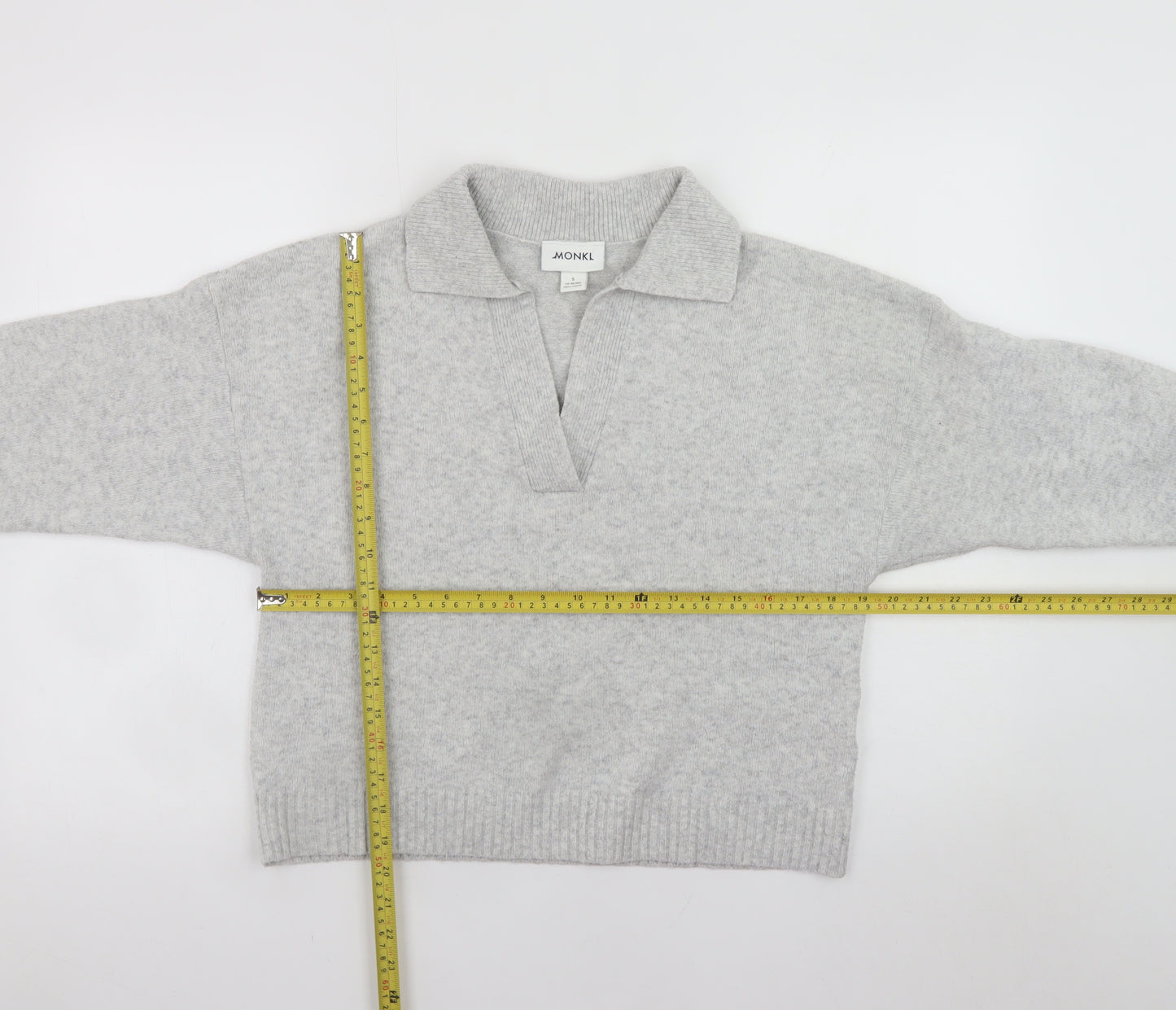 Monki Womens Grey Collared Pullover Jumper Size S