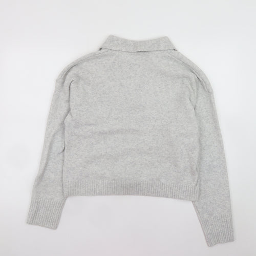 Monki Womens Grey Collared Pullover Jumper Size S
