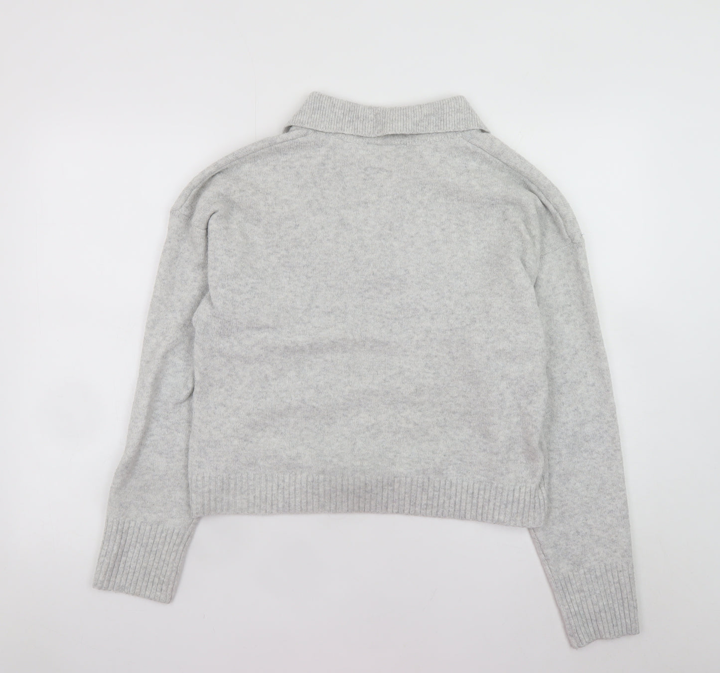 Monki Womens Grey Collared Pullover Jumper Size S