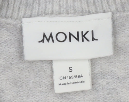 Monki Womens Grey Collared Pullover Jumper Size S