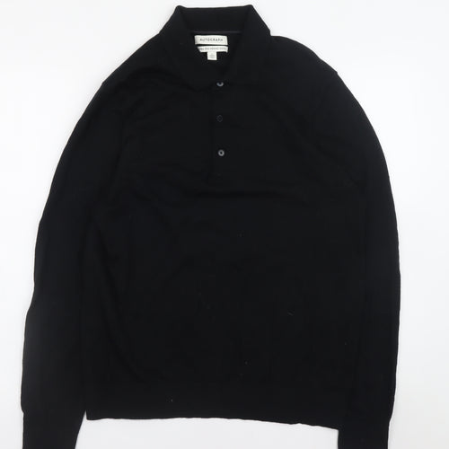Marks and Spencer Men’s Black Merino Wool Henley Jumper L