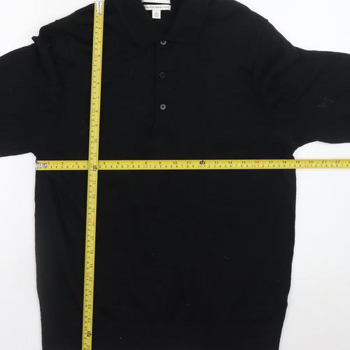 Marks and Spencer Men’s Black Merino Wool Henley Jumper L