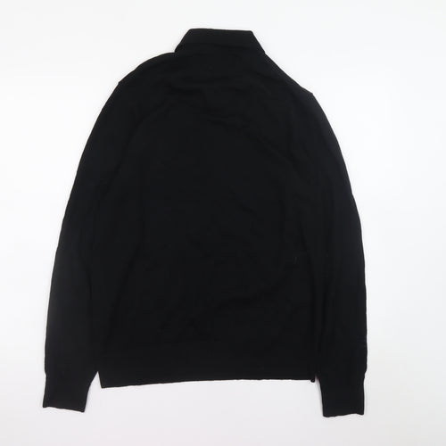 Marks and Spencer Men’s Black Merino Wool Henley Jumper L