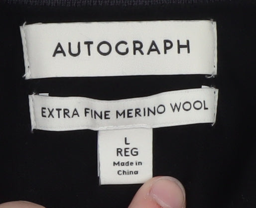 Marks and Spencer Men’s Black Merino Wool Henley Jumper L