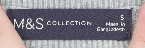 Marks and Spencer Women's Grey V-Neck Knit Jumper Size S