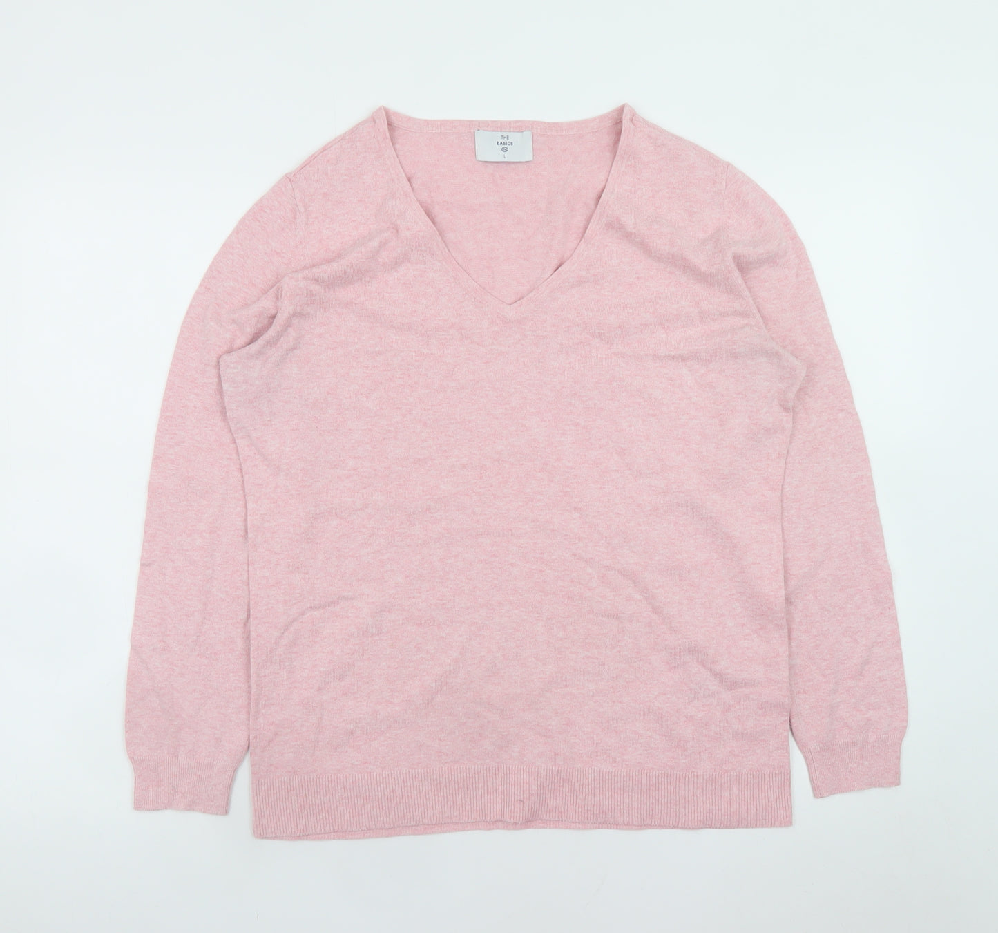 C&A The Basics Women's Pink V-Neck Cotton Blend Jumper Size L