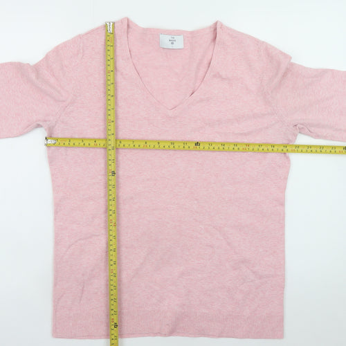 C&A The Basics Women's Pink V-Neck Cotton Blend Jumper Size L