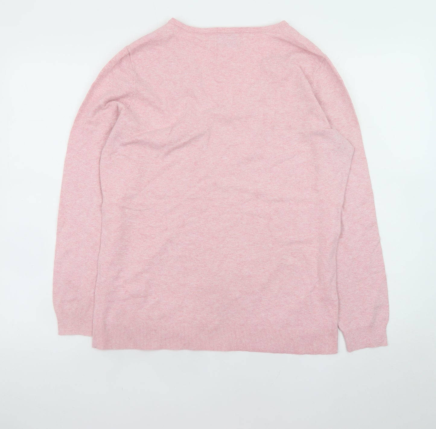 C&A The Basics Women's Pink V-Neck Cotton Blend Jumper Size L