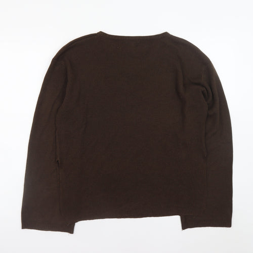 Boohoo Women's Brown V-Neck Long Sleeve Pullover Jumper Size S