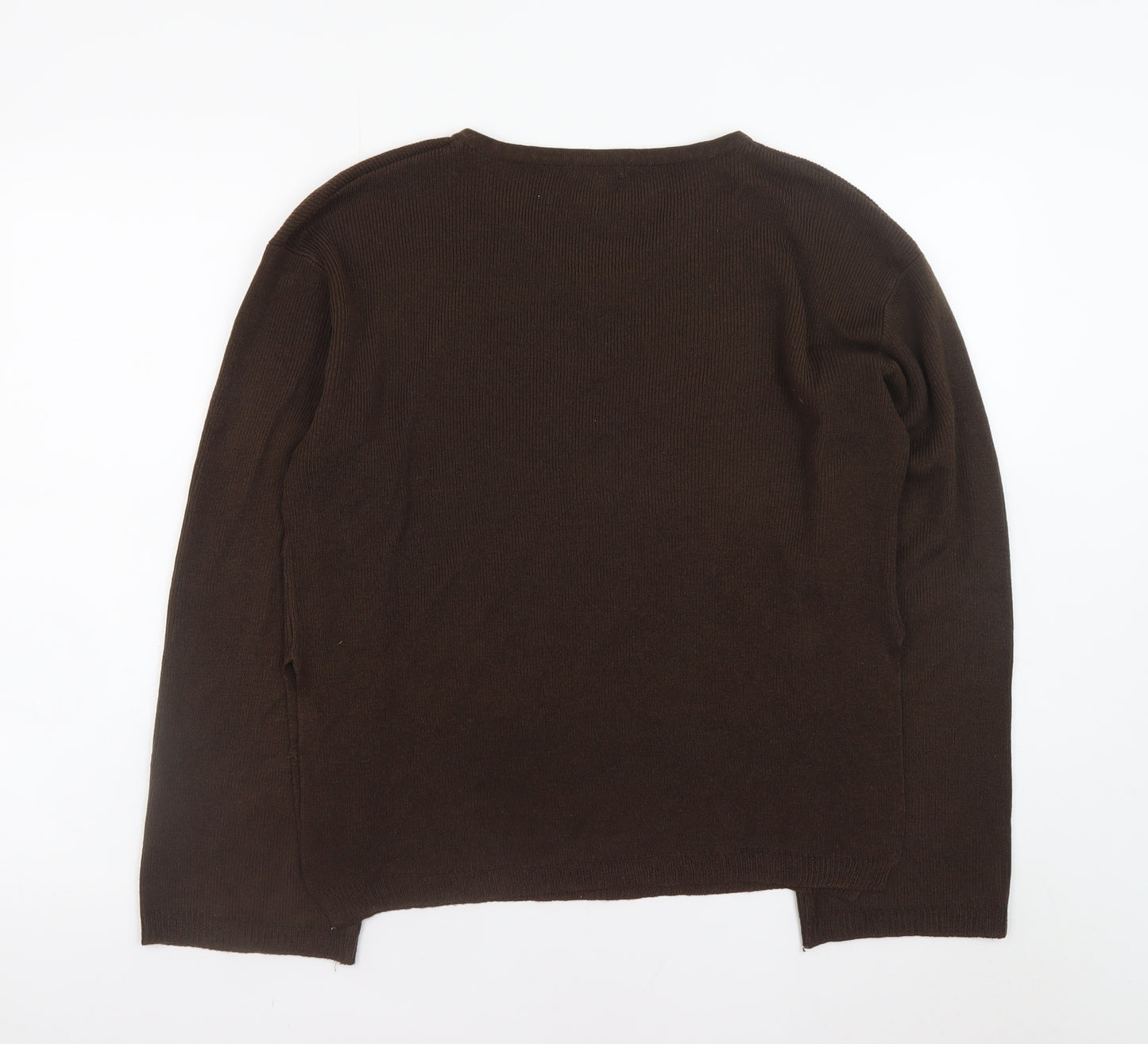Boohoo Women's Brown V-Neck Long Sleeve Pullover Jumper Size S