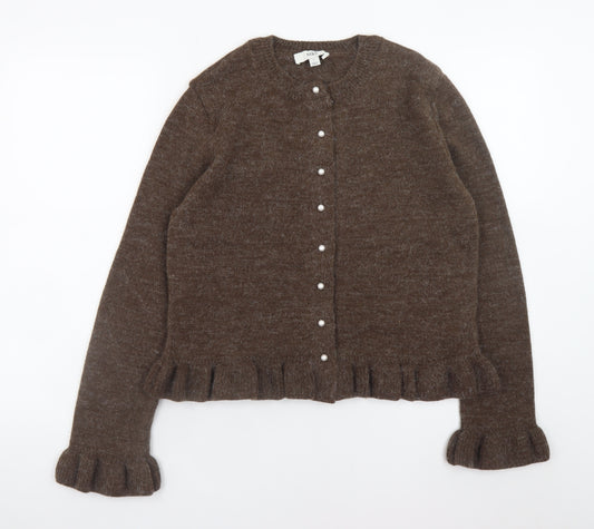 Marks and Spencer Women’s Brown Ruffle Knit Cardigan Size S