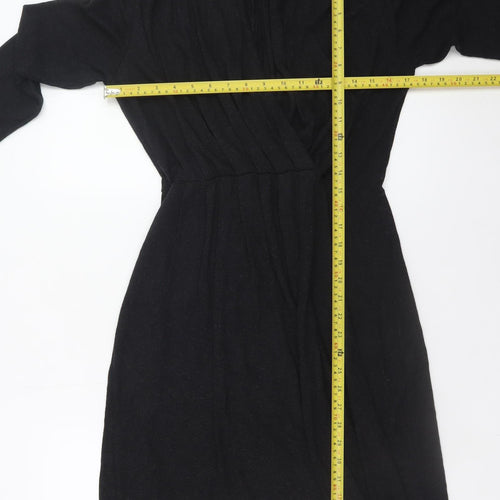 Phase Eight Women's Black Size 14 Knit Wrap Dress Long Sleeve