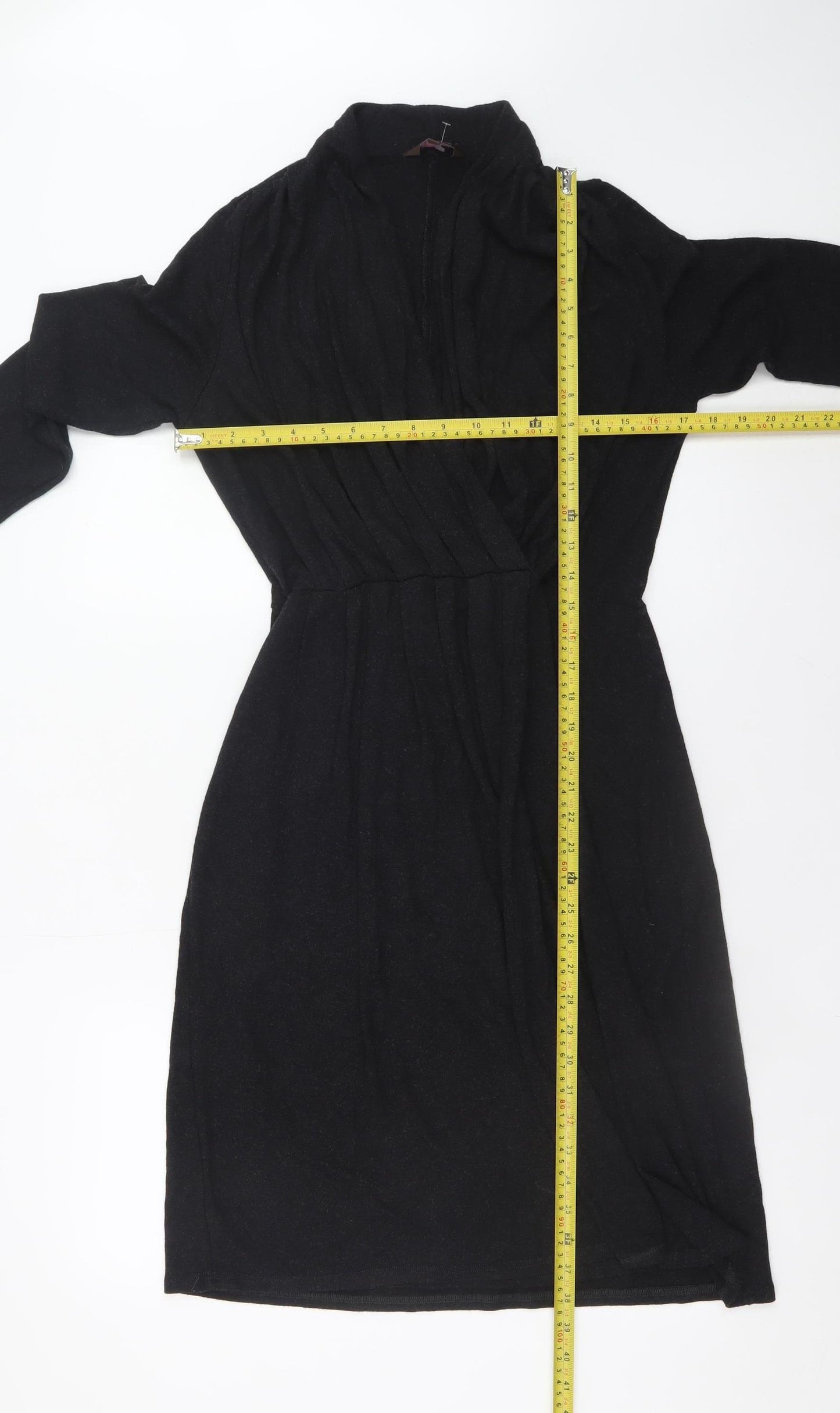 Phase Eight Women's Black Size 14 Knit Wrap Dress Long Sleeve