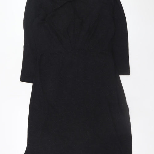 Phase Eight Women's Black Size 14 Knit Wrap Dress Long Sleeve