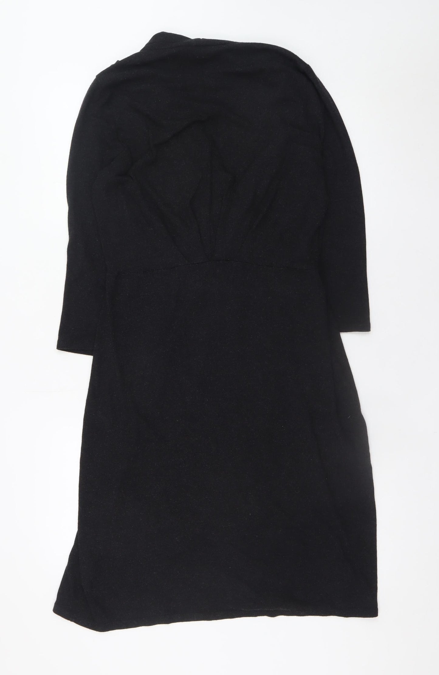 Phase Eight Women's Black Size 14 Knit Wrap Dress Long Sleeve