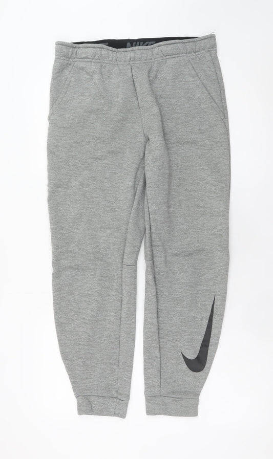Nike Men’s Grey Dri-FIT Jogger Trousers Size M Elastic Waist