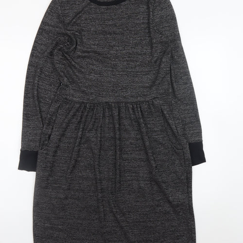 Marks and Spencer Women Grey Size 12 Knit Fit & Flare Dress