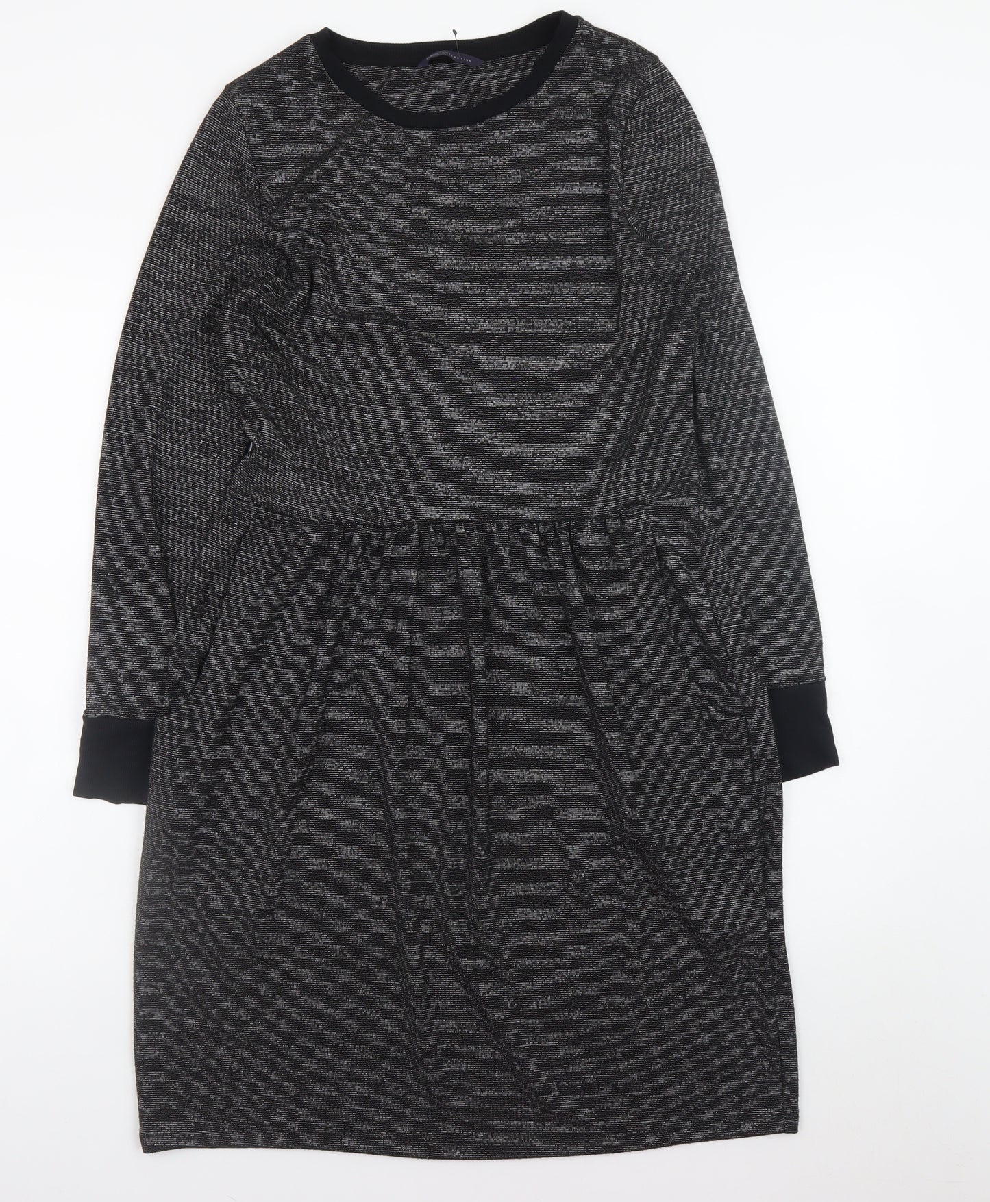 Marks and Spencer Women Grey Size 12 Knit Fit & Flare Dress