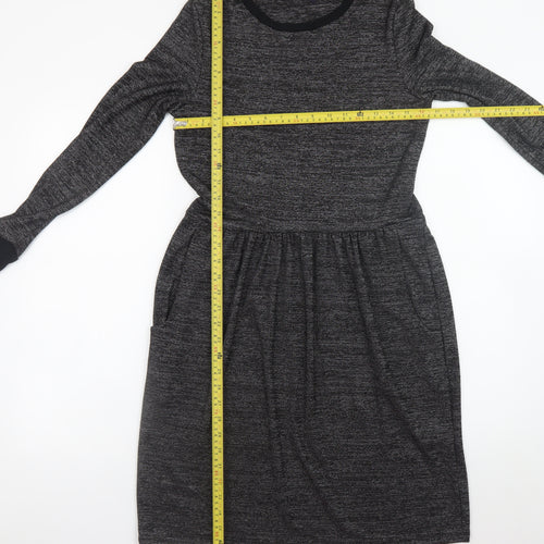 Marks and Spencer Women Grey Size 12 Knit Fit & Flare Dress