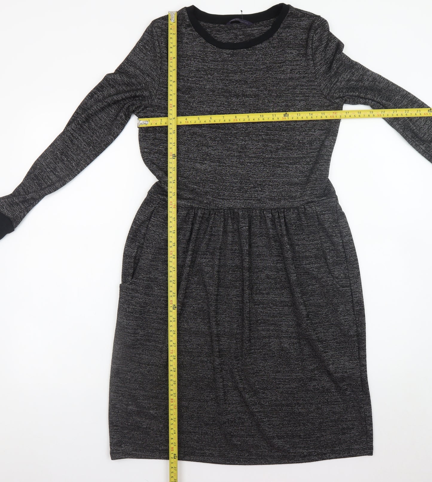 Marks and Spencer Women Grey Size 12 Knit Fit & Flare Dress