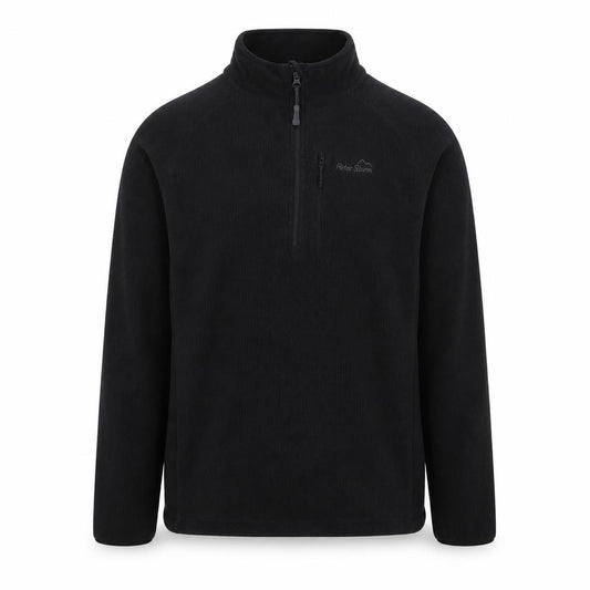 Front view of Peter Storm Men's Black Fleece 1/4 Zip Pullover Sweatshirt M