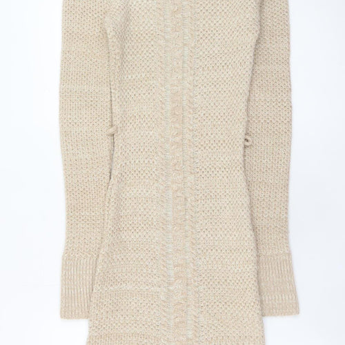 Lipsy Women Beige Knit Roll Neck Jumper Dress Size 6