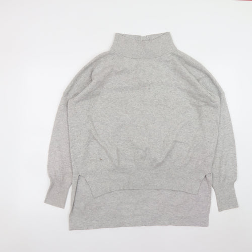 French Connection Men's Grey High Neck Knitted Pullover Jumper Size S