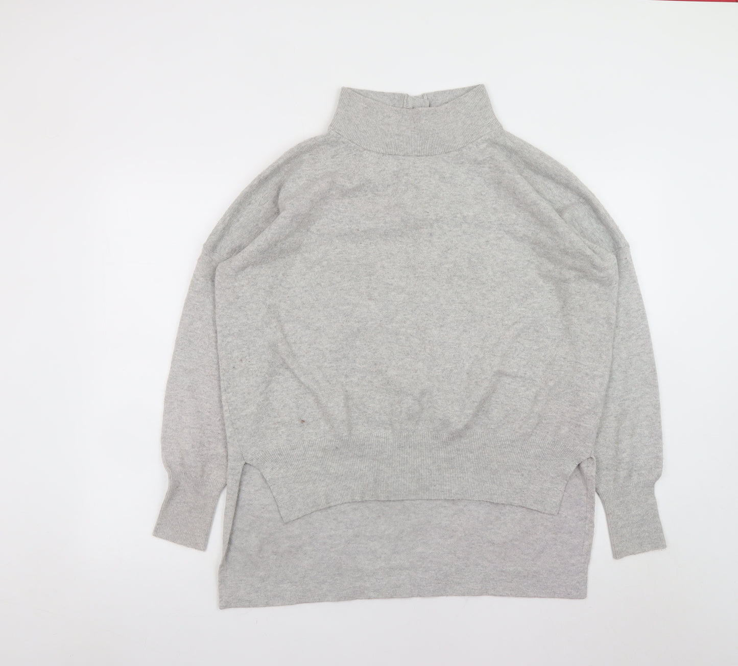 French Connection Men's Grey High Neck Knitted Pullover Jumper Size S